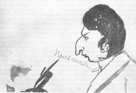 Рисунок Пушкина, изображающий М. Пальчикова